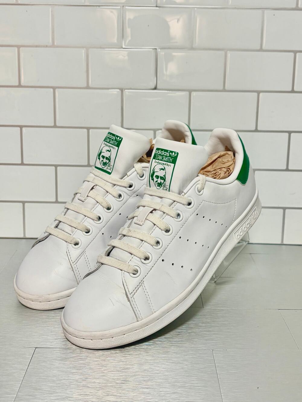 adidas Stan Smith Women’s White Green Leather Sneakers B24105 Sz 7